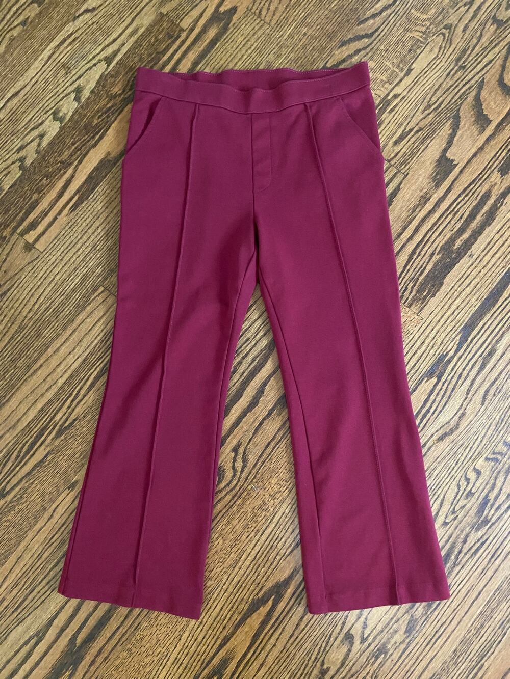 Time and Tru burgundy ponte knit baby boot cut crop pants